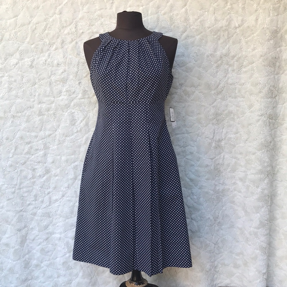 NWT Nine West Navy/White PolkaDot Dress Sz6